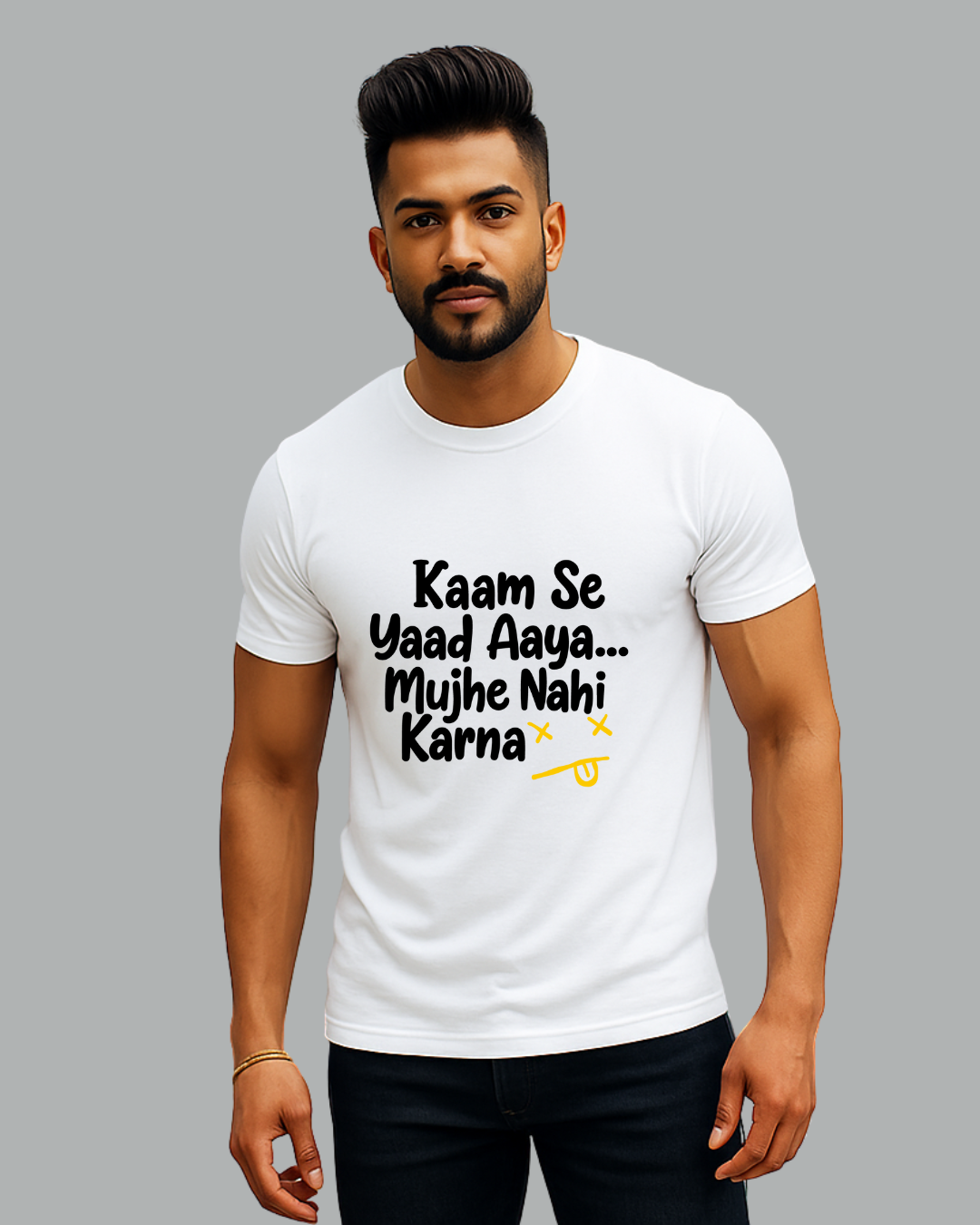 Men's Black Round Neck T-Shirt – "Funny Typography"