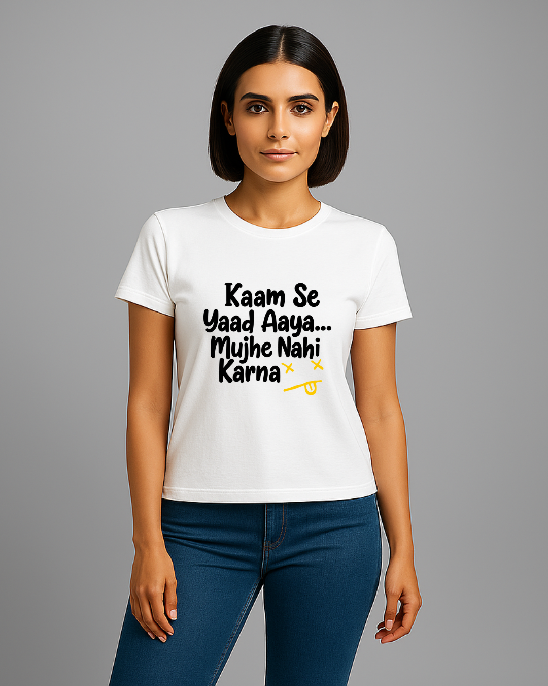 Round Neck T-Shirt Women – Funny Slogan Print