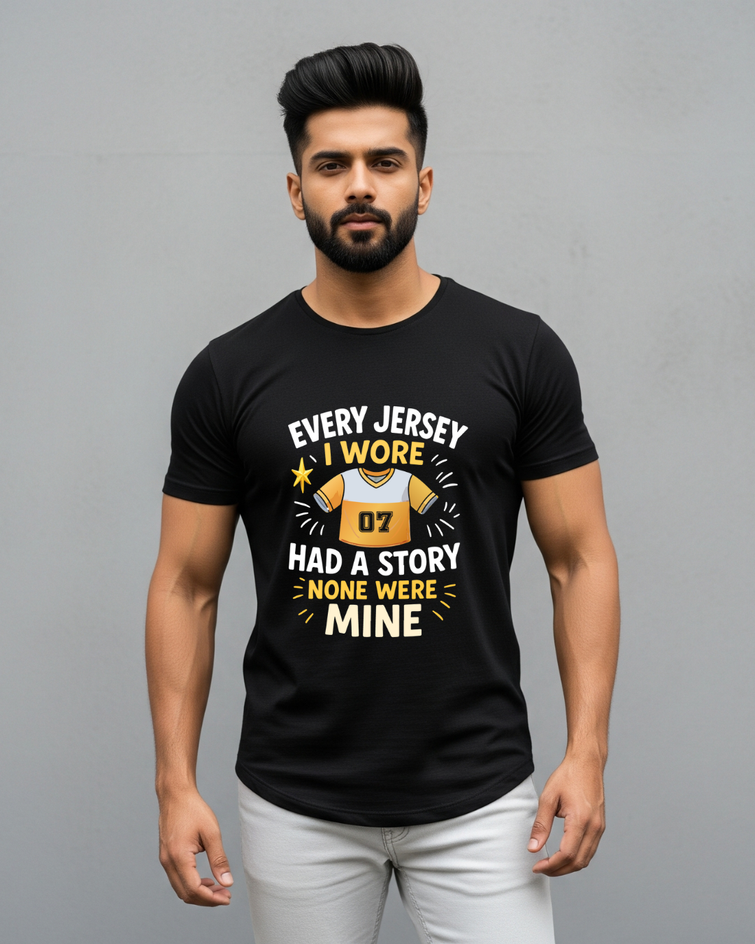 Men's Black Round Neck T-Shirt – Every Jersey Has a Story