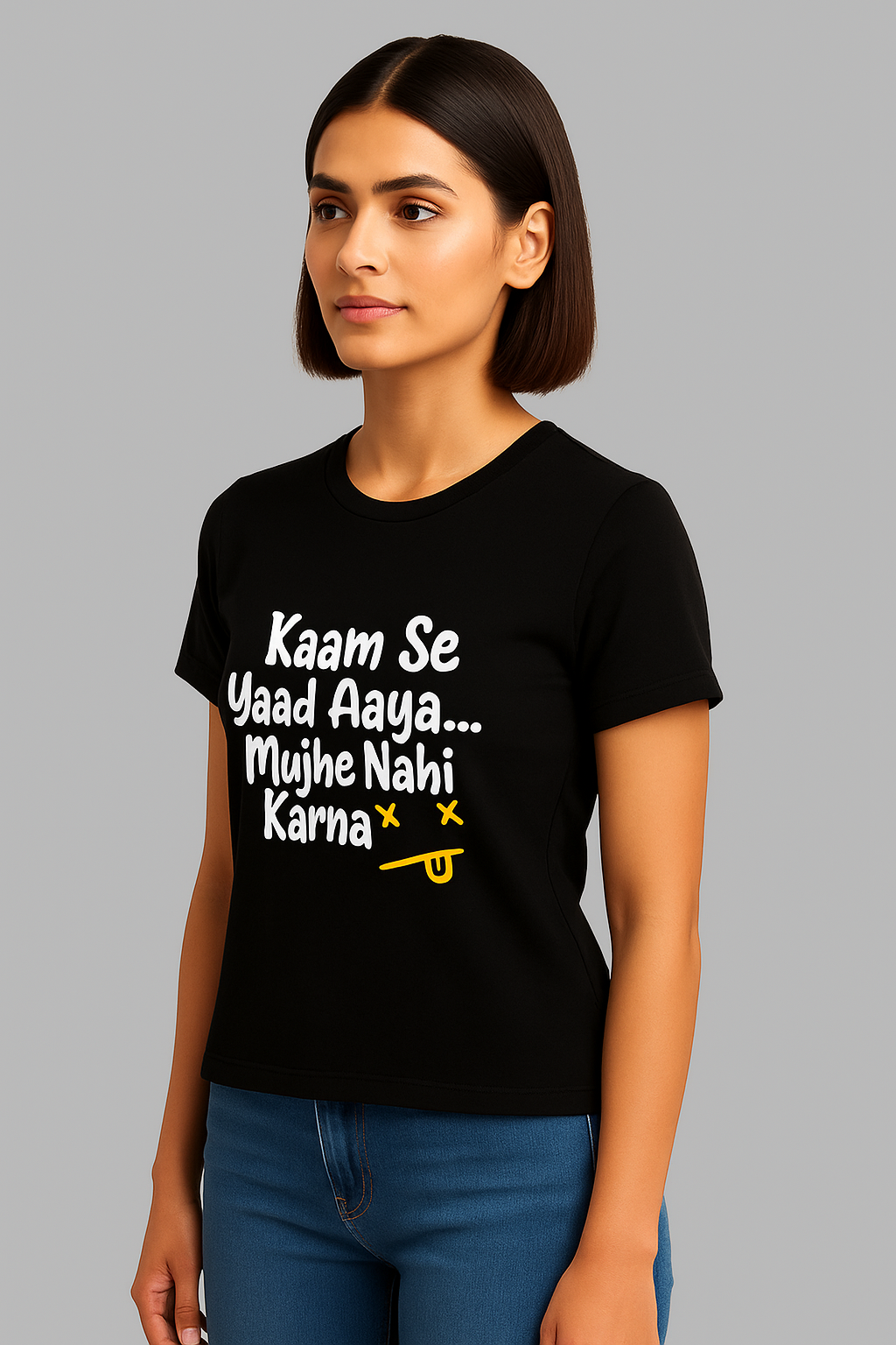 Round Neck T-Shirt Women – Funny Slogan Print