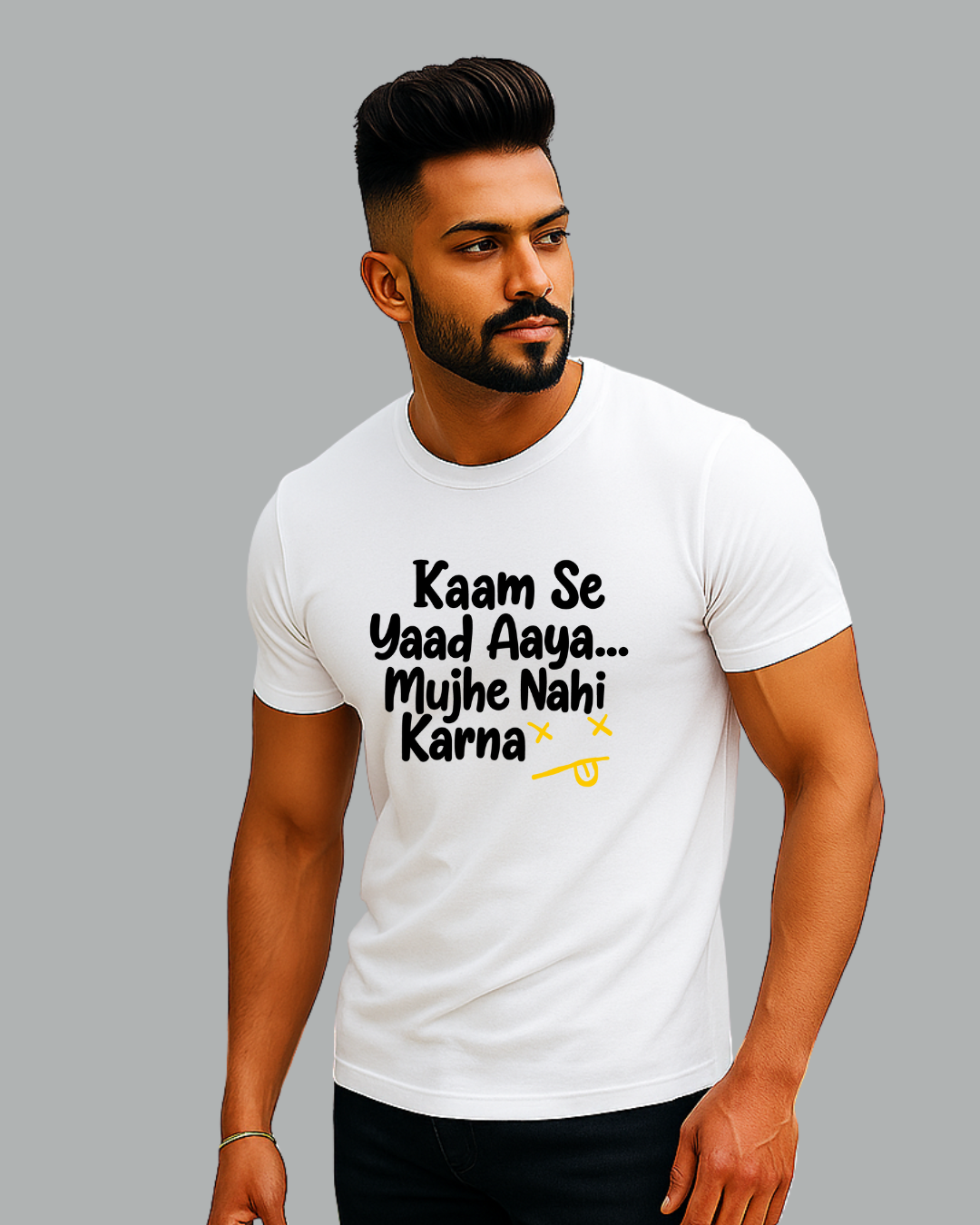 Men's Black Round Neck T-Shirt – "Funny Typography"