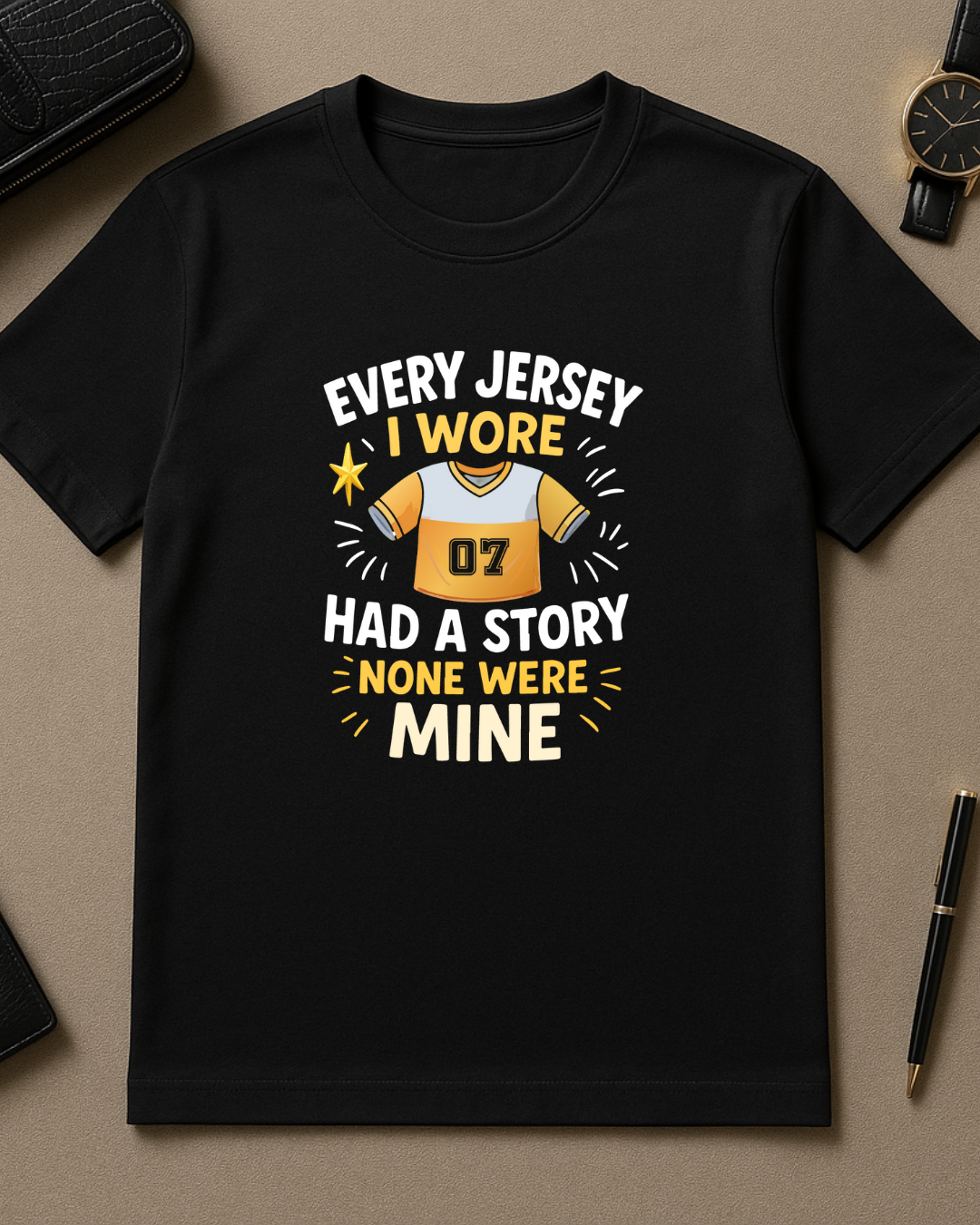 Men's Black Round Neck T-Shirt – Every Jersey Has a Story
