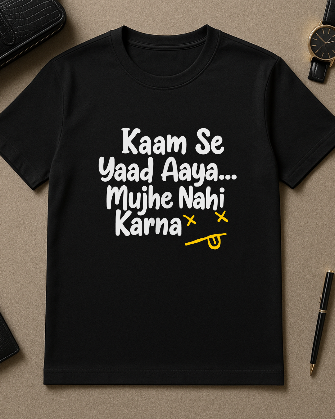 Men's Black Round Neck T-Shirt – "Funny Typography"