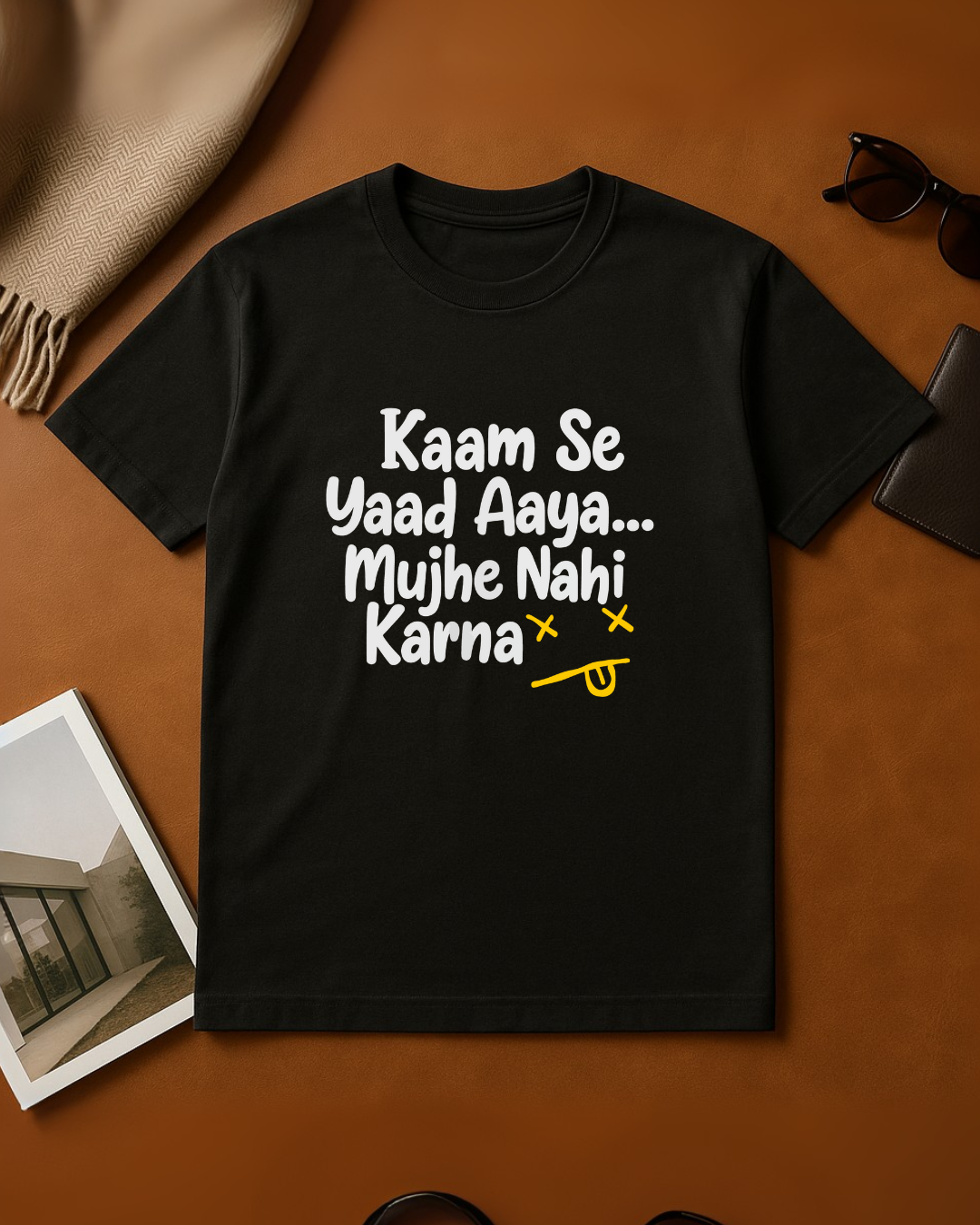 Men's Black Round Neck T-Shirt – "Funny Typography"