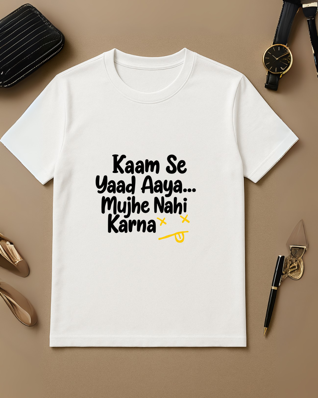 Men's Black Round Neck T-Shirt – "Funny Typography"